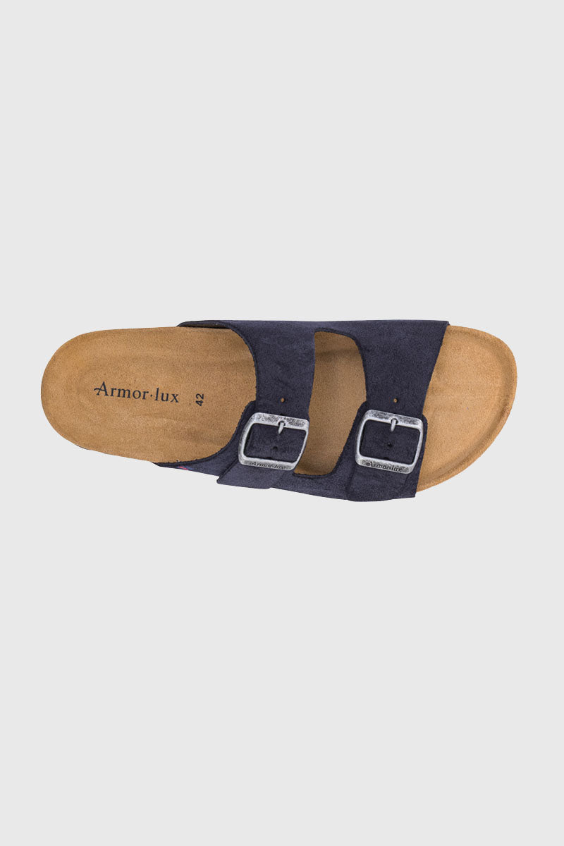 armor-lux-mules-deux-brides-zef-homme-cuir-marine image 2