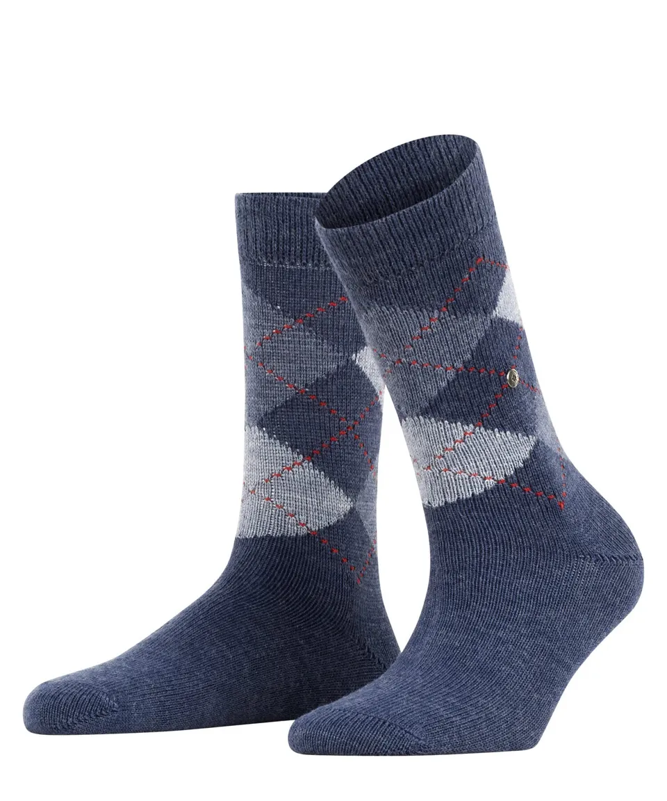 burlington-whitby-chaussettes-femme-losanges-bleu-deep-blue image 1