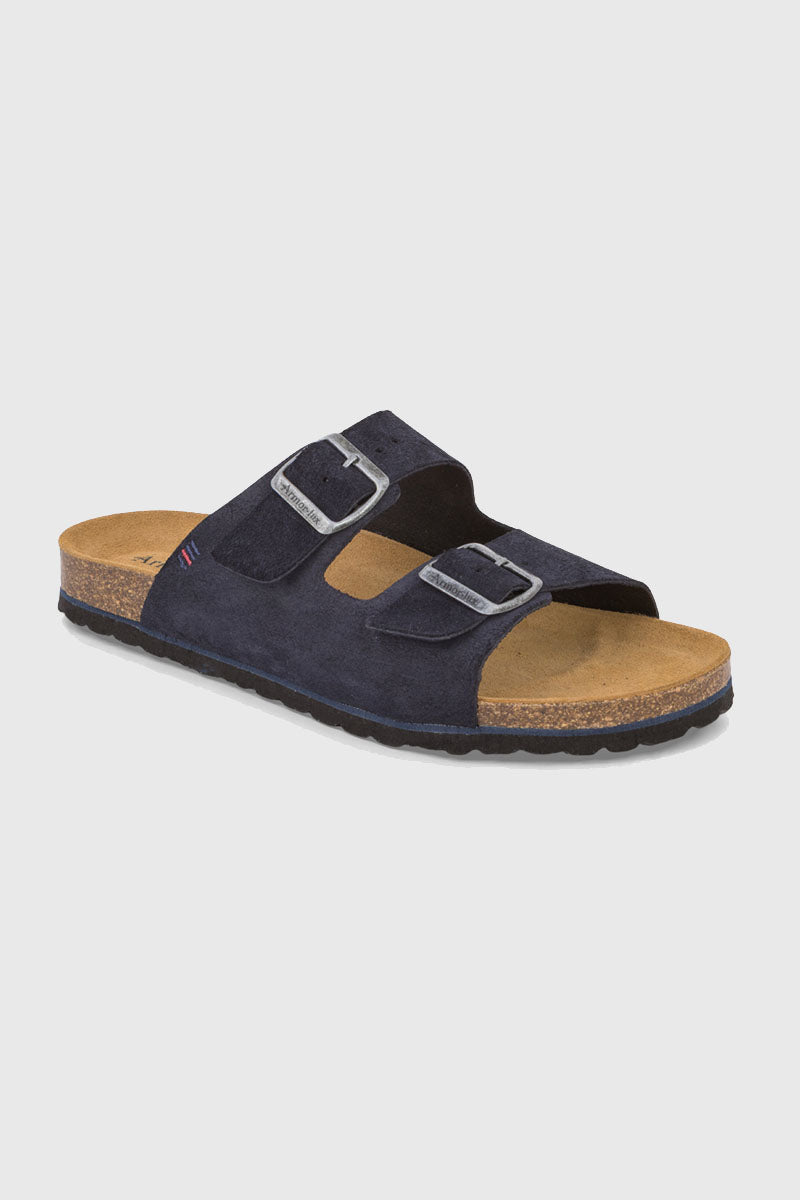 armor-lux-mules-deux-brides-zef-homme-cuir-marine image 1