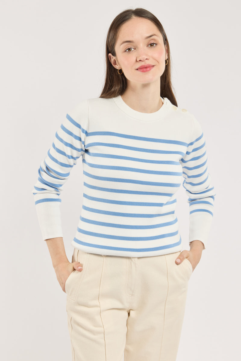 armor-lux-pull-marin-ray-femme-coton-col-rond image 1