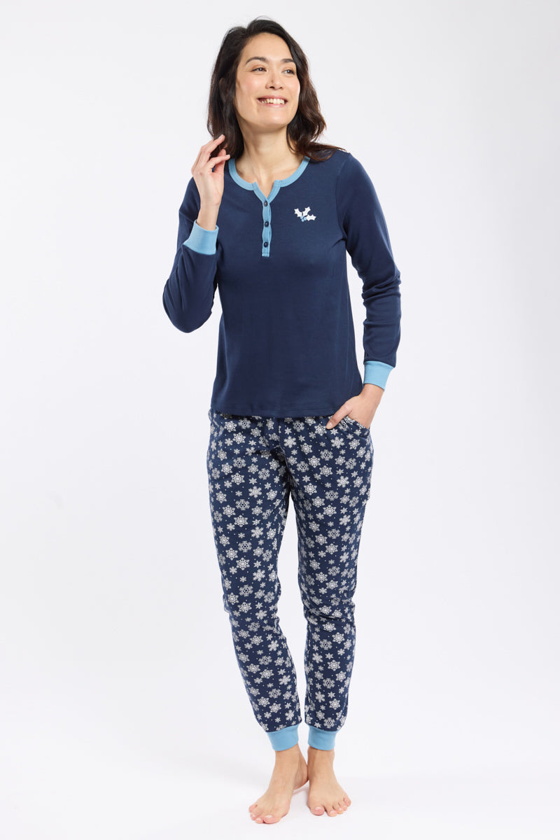 armor-lux-pyjama-femme-motifs-flocons-coton-pais image 1