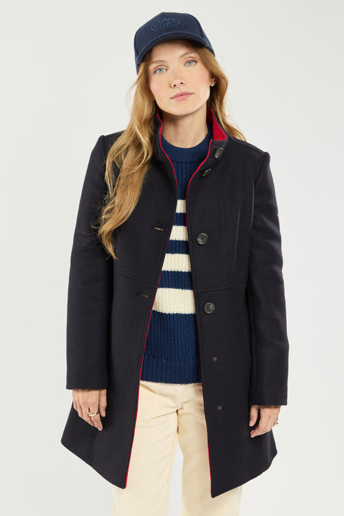 armor-lux-manteau-femme-bicolore-laine-bleu-marine-doublure-rouge image 5