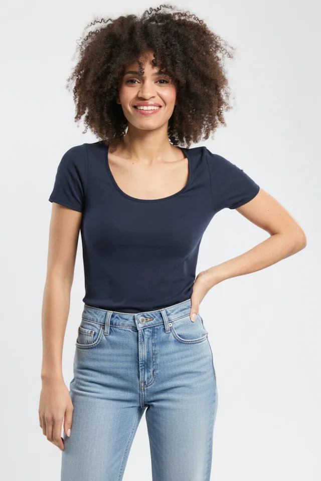 armor-lux-t-shirt-uni-t-shirt-femme-coton-bio-l-ger-col-rond image 1