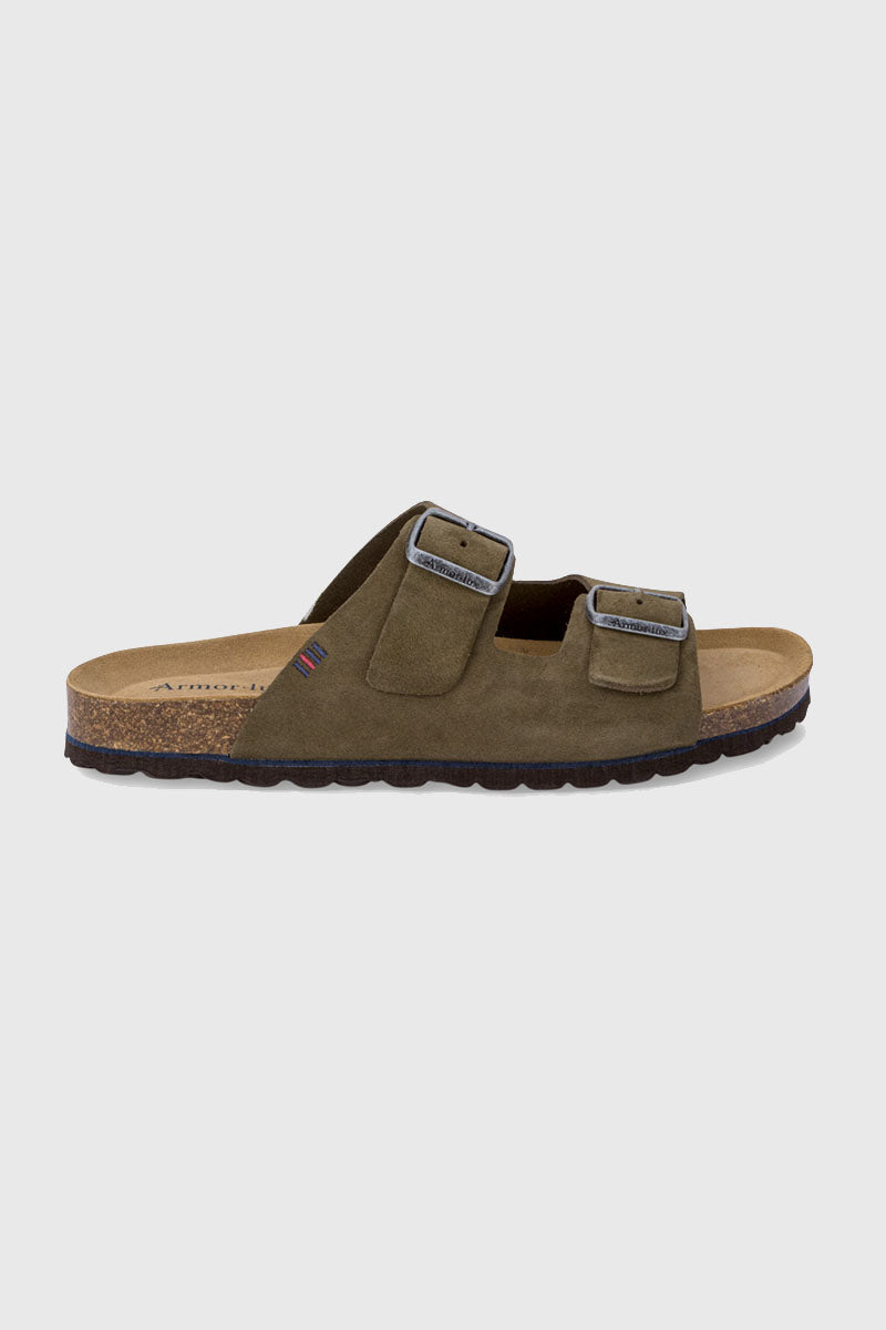 armor-lux-mules-homme-deux-brides-zef-cuir-kaki image 3