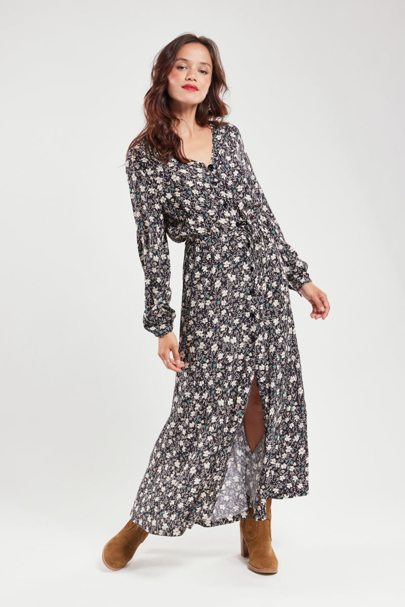 armor-lux-robe-longue-fleurie-femme-cupro-viscose image 1
