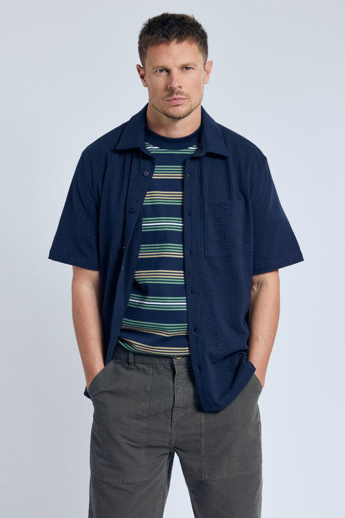 armor-lux-h-ritage-chemise-homme-manches-courtes-maille-gaufr-e image 2