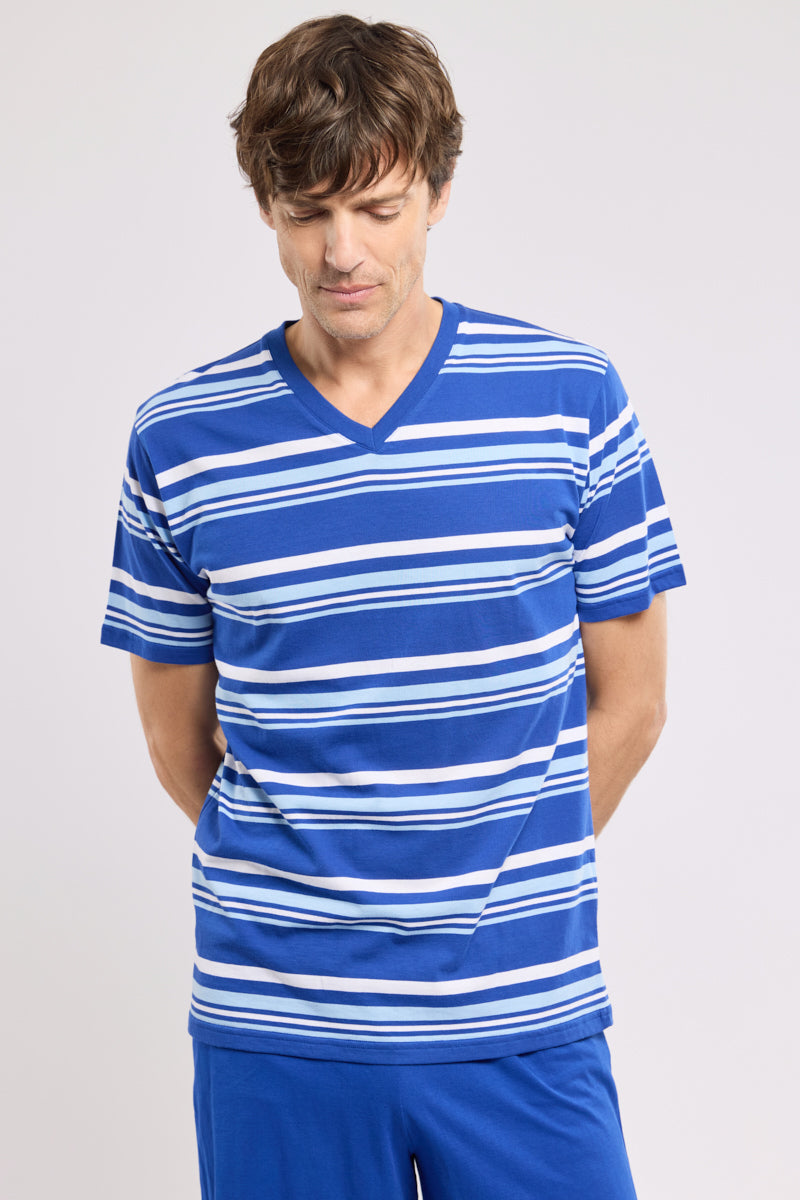 armor-lux-pyjama-short-homme-ensemble-coton-l-ger-col-v image 3