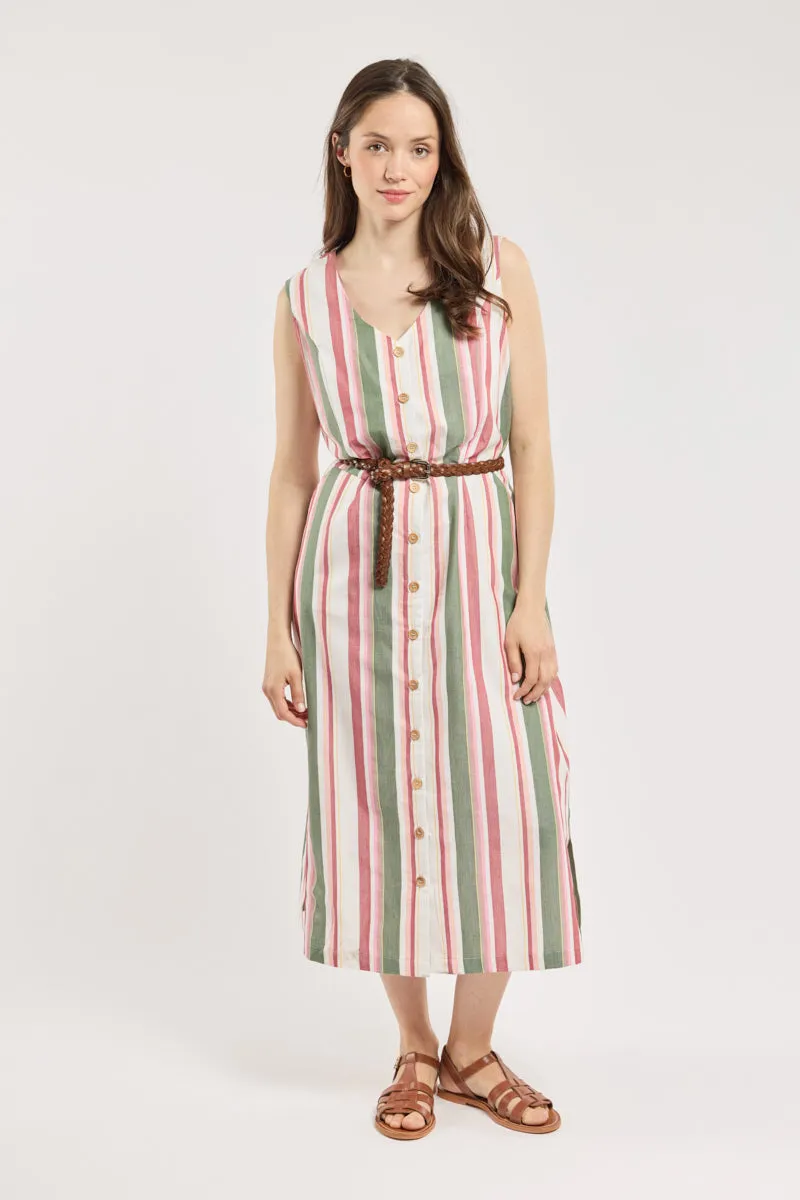 armor-lux-robe-longue-ray-e-femme-coton-col-v image 1