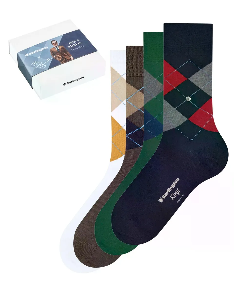 burlington-ben-box-chaussettes-homme-4-paires-white-blue-green-brown-mix-0010-40 image 1