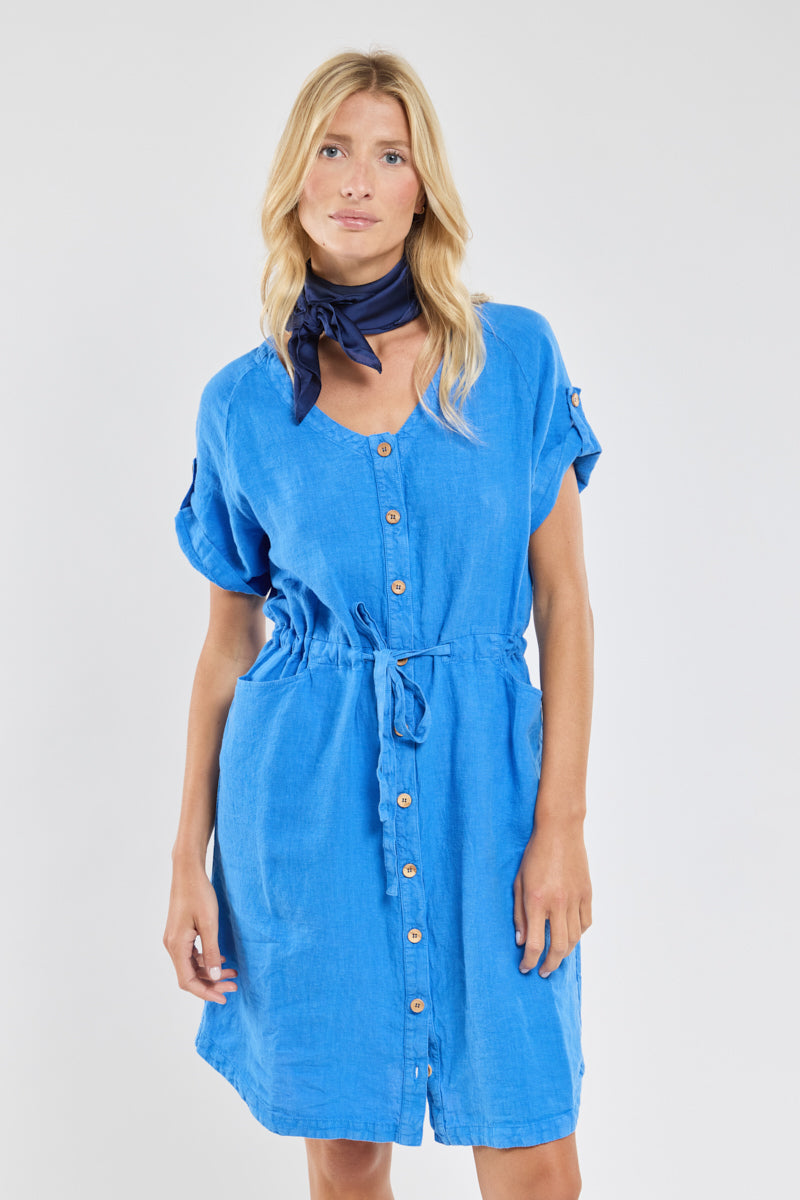 armor-lux-robe-ceintur-e-femme-lin-col-v image 3