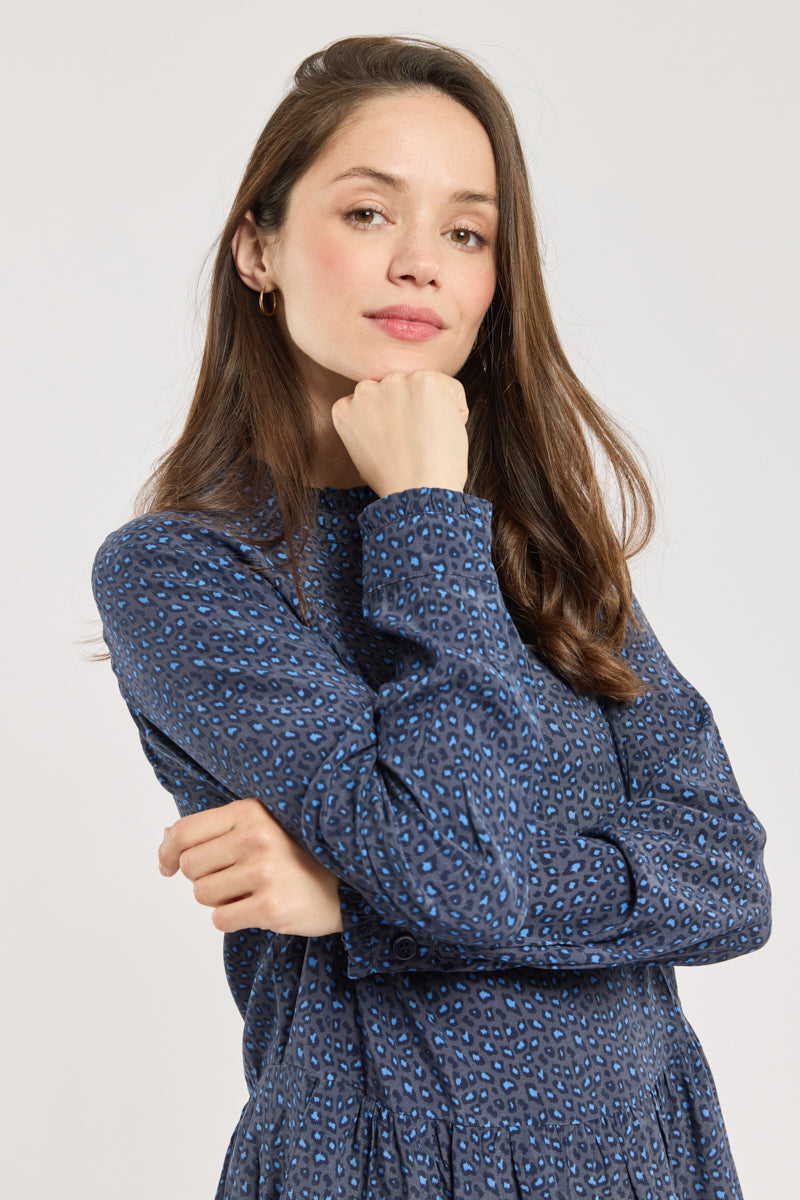 armor-lux-robe-l-opard-cupro-bleu-manches-longues image 2