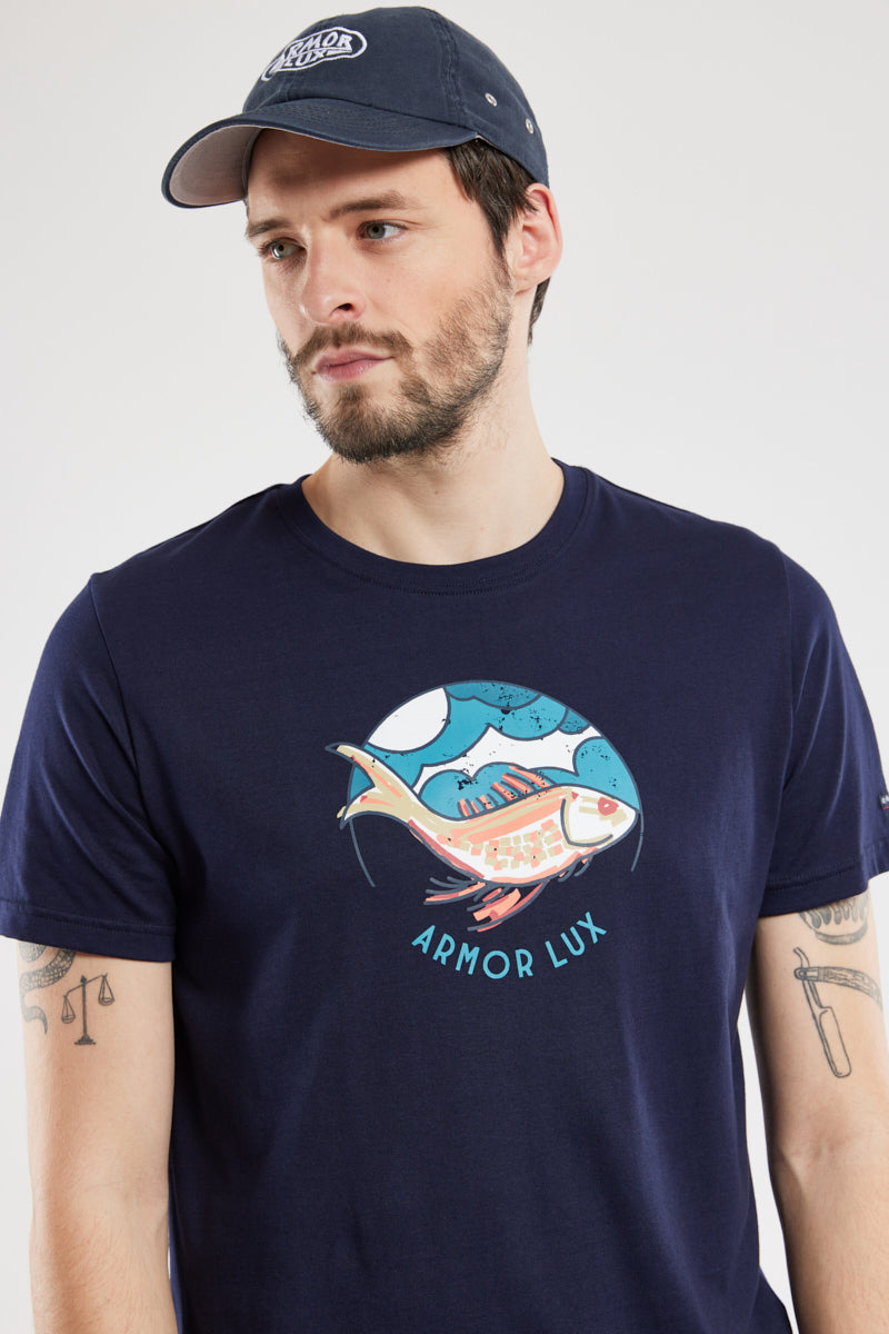 armor-lux-t-shirt-poisson-homme-coton-l-ger-col-rond-2 image 4