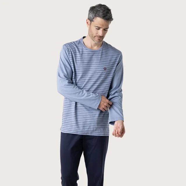 eminence-pyjama-long-fait-en-france-jersey-coton-ray-homme image 1