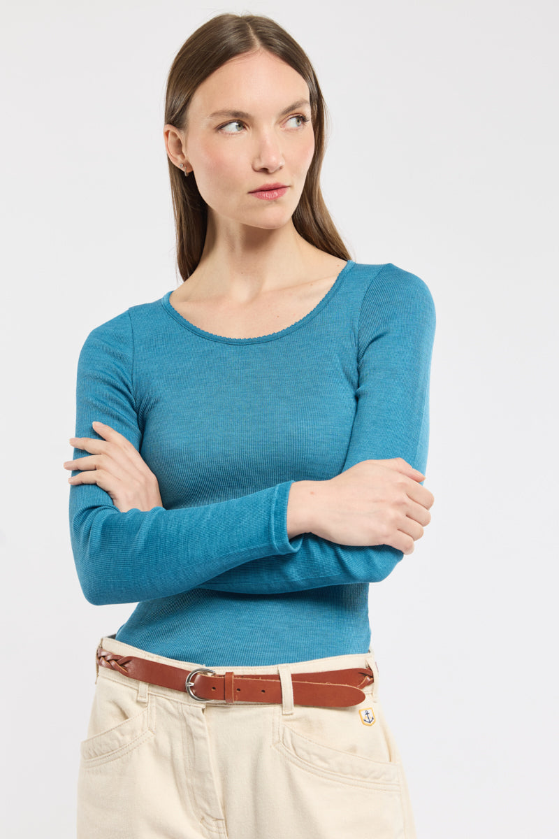 armor-lux-t-shirt-manches-longues-nuit-laine-et-soie-femme image 2