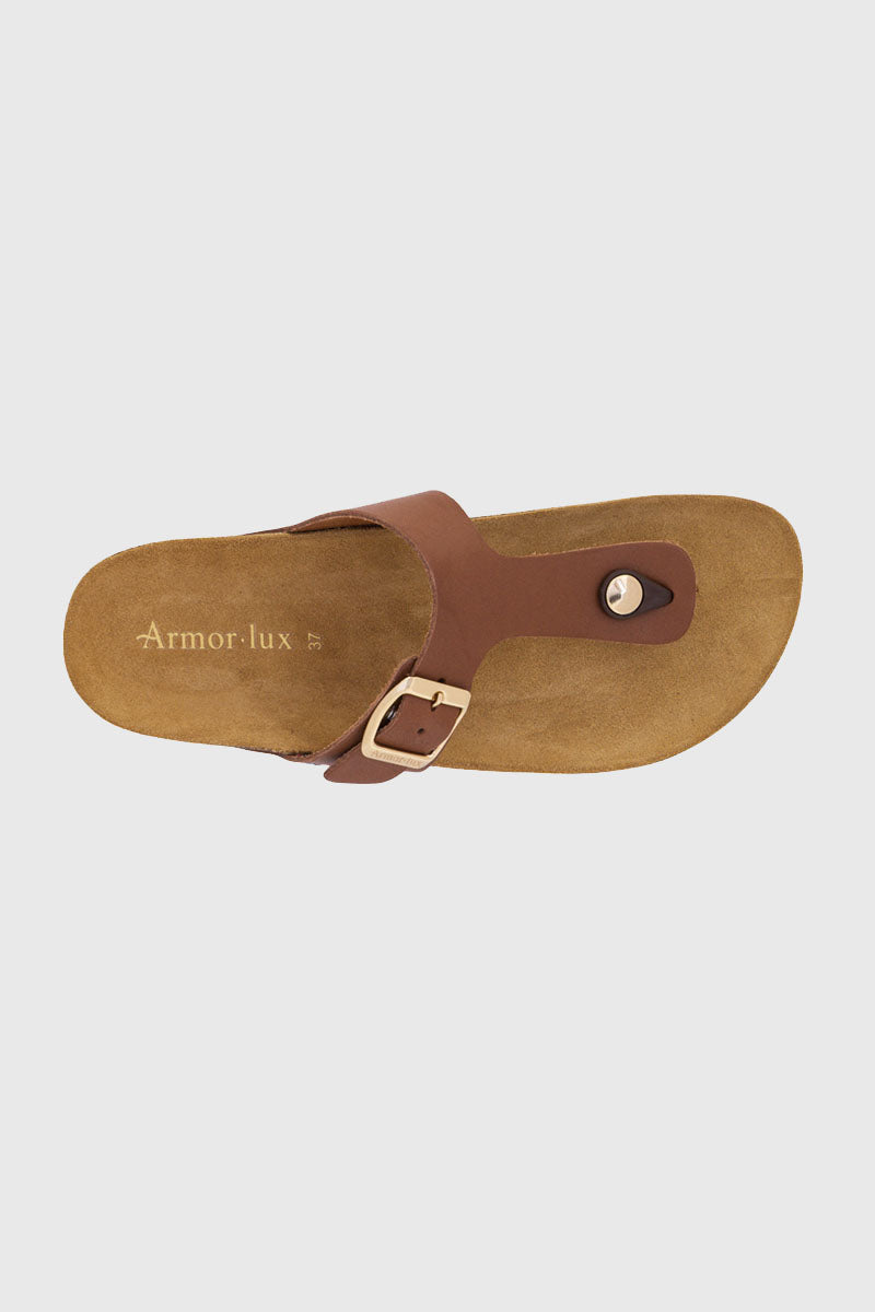 armor-lux-mules-z-nith-femme-cuir-marron-une-bride image 2