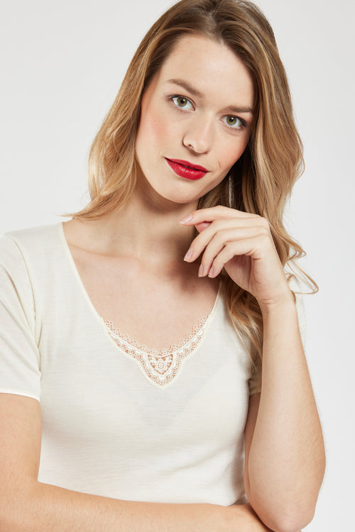 armor-lux-t-shirt-femme-laine-et-soie-col-v-dentelle image 5