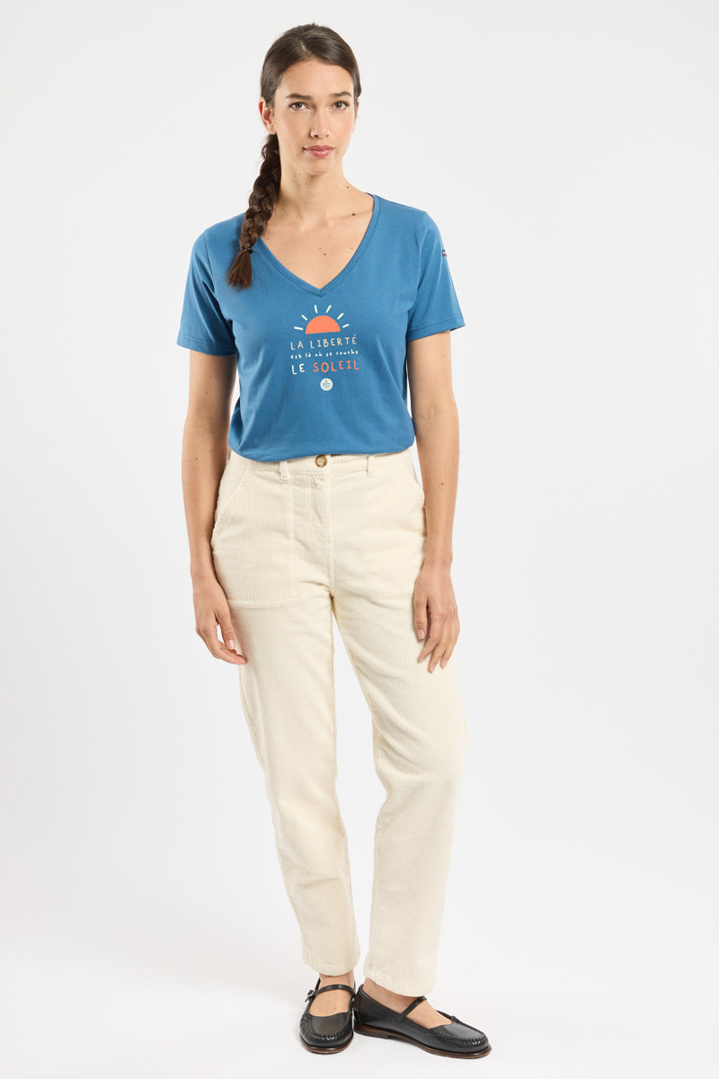 armor-lux-t-shirt-s-rigraphi-amb-femme-col-v-coton image 3