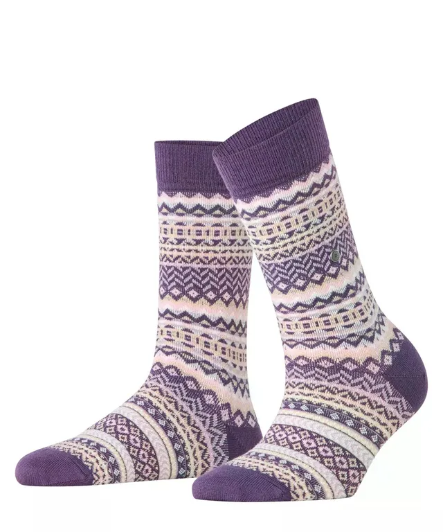 burlington-fair-isle-w-chaussettes-femme-laine-rouge-wineberry-8761-36-41 image 1