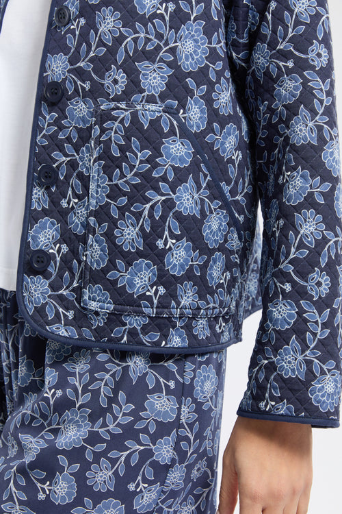 armor-lux-veste-pyjama-femme-matelass-e-fleuri-bleu image 5