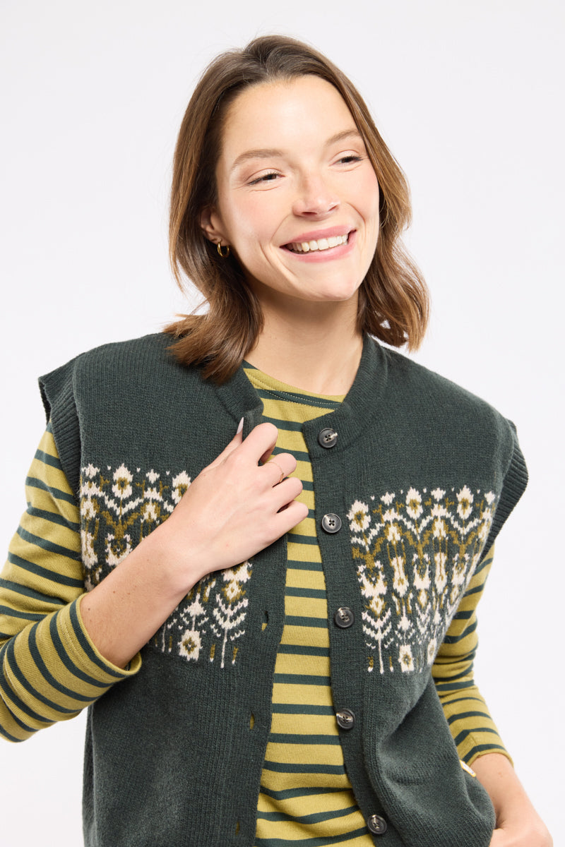 armor-lux-cardigan-sans-manche-h-ritage-laine-jacquard-femme image 4