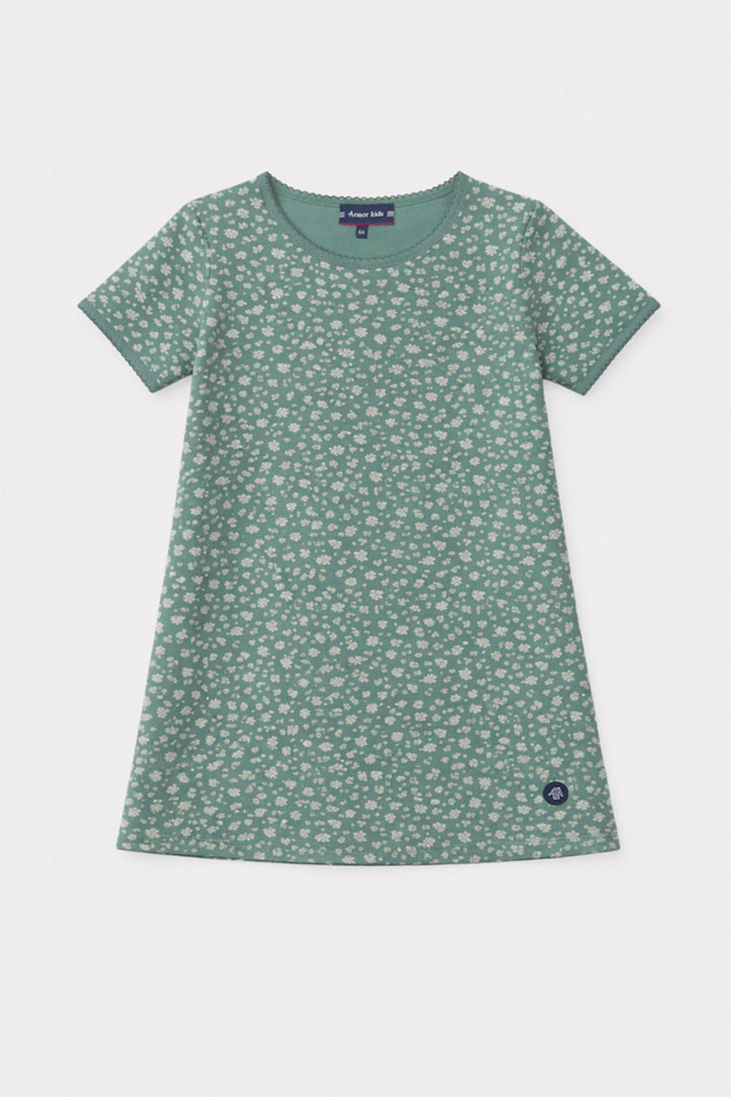 armor-lux-kids-chemise-de-nuit-coton-l-ger-fleurs-manches-courtes image 1