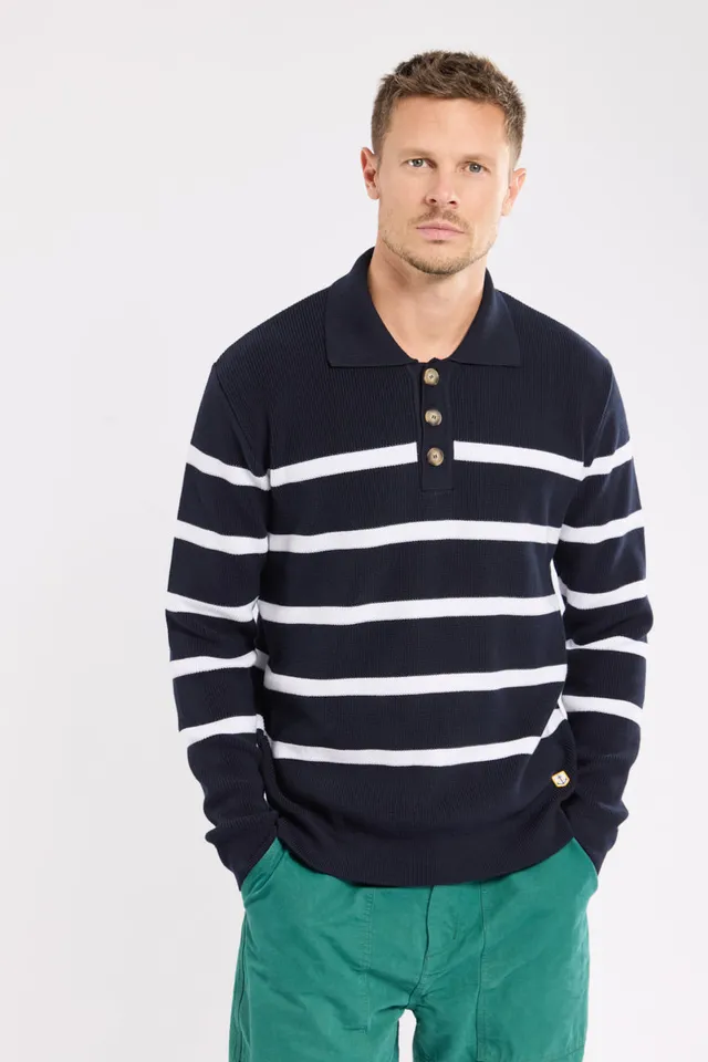 armor-lux-pull-col-boutonn-h-ritage-homme-pull-ray-100-coton image 1