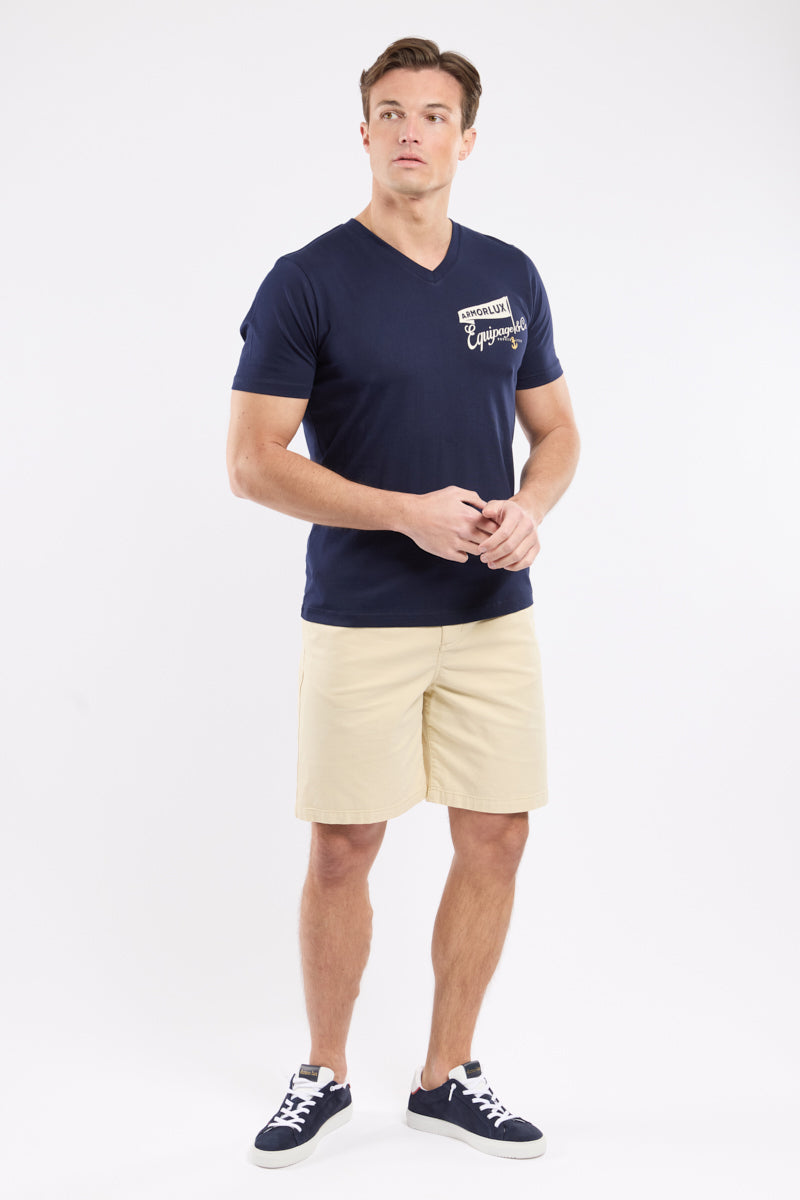 armor-lux-t-shirt-homme-col-v-s-rigraphi-coton-l-ger image 3