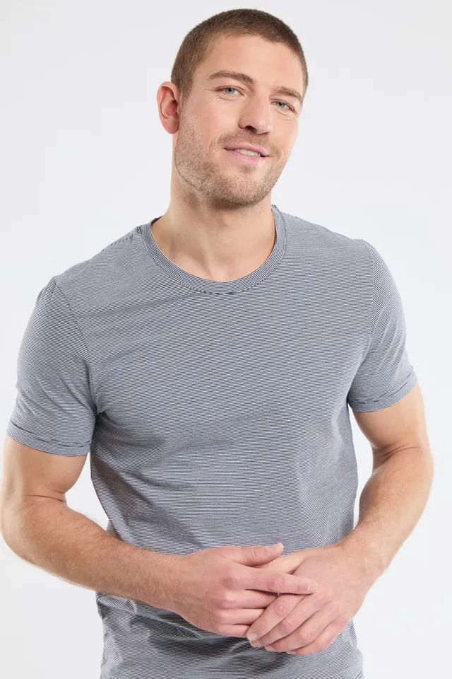 armor-lux-t-shirt-col-rond-homme-coton-modal-fines-rayures image 1
