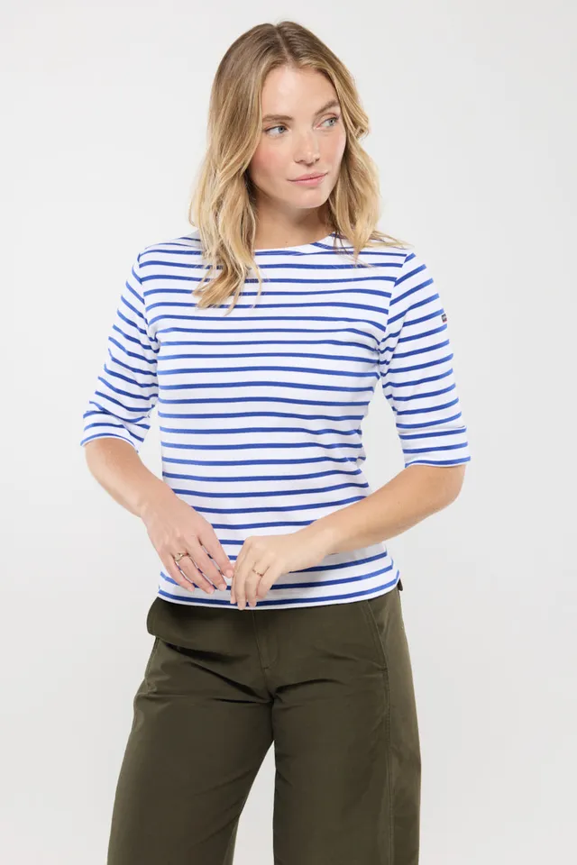 armor-lux-marini-re-femme-col-bateau-coton-pais-manches-coudes image 1