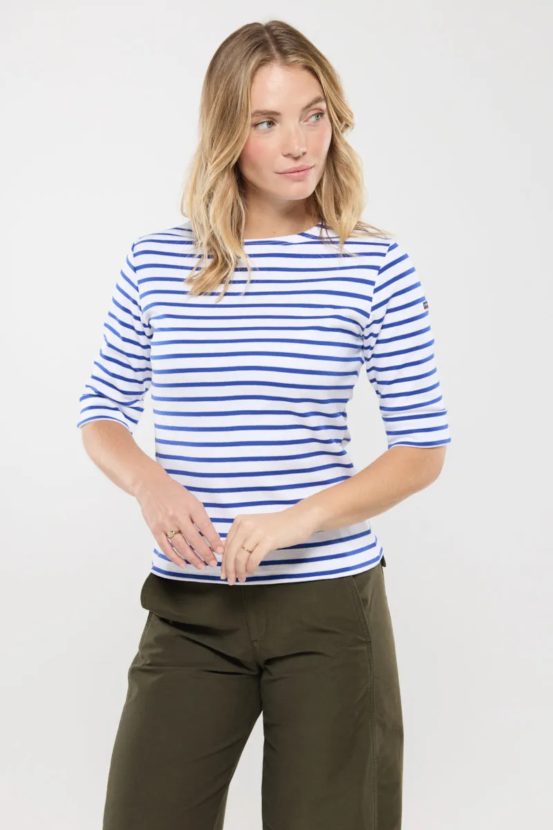armor-lux-marini-re-femme-col-bateau-coton-pais-manches-coudes image 1