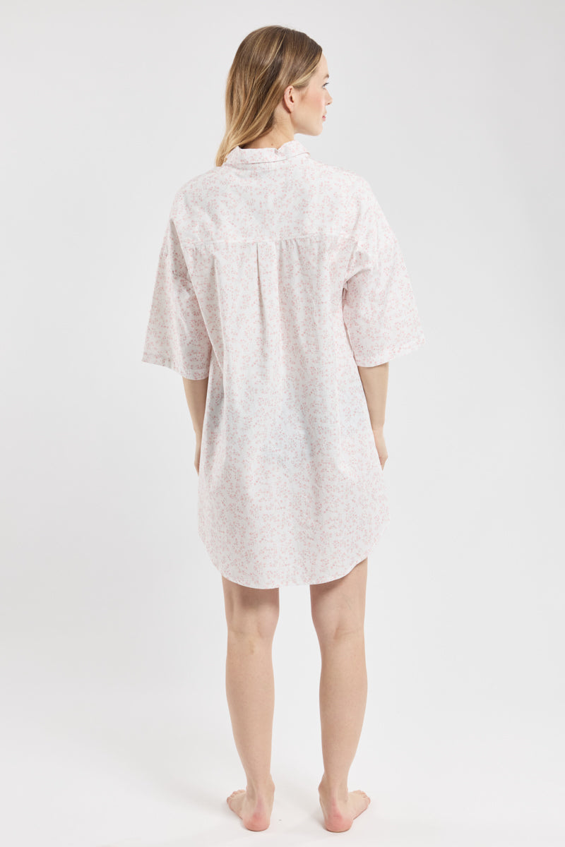 armor-lux-chemise-de-nuit-imprim-e-chemise-de-nuit-femme-coton-fleurs-romantique image 3