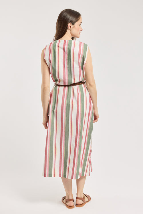 armor-lux-h-ritage-robe-longue-ray-e-coton-col-v-sans-manches image 6