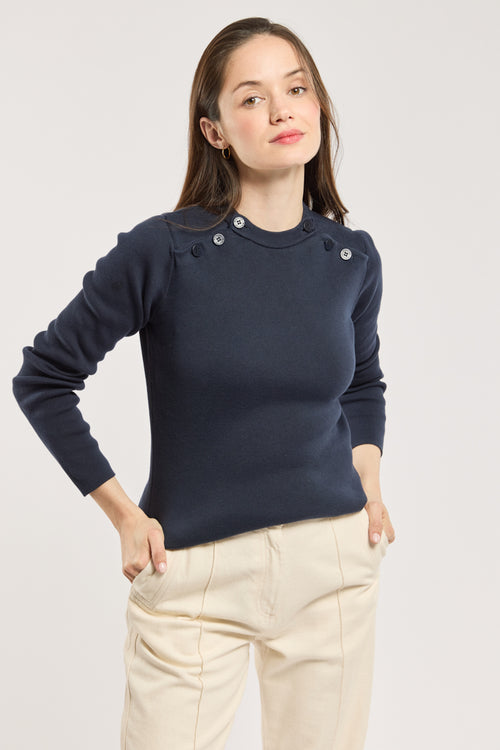 armor-lux-pull-marin-femme-double-boutonnage-100-coton image 2