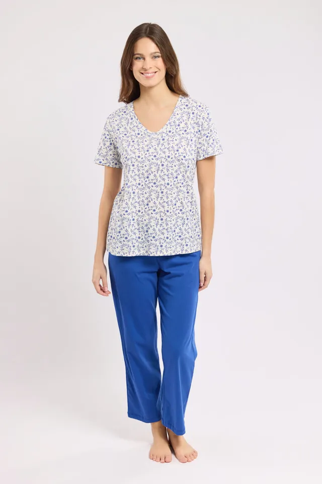 armor-lux-pyjama-corsaire-fleuri-femme-coton image 1