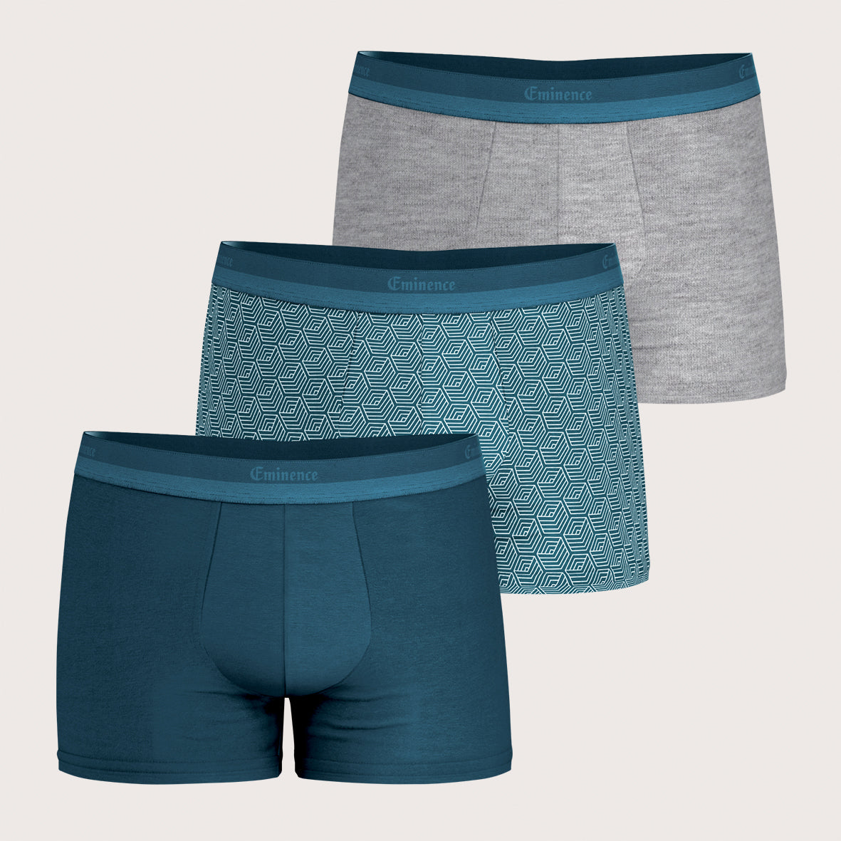 lot-de-3-boxers-homme-eminence-studio-unis-ceinture-brillante image 1