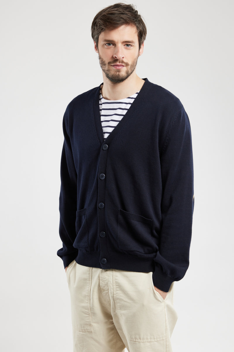armor-lux-cardigan-homme-coton-coudi-res-col-v image 3