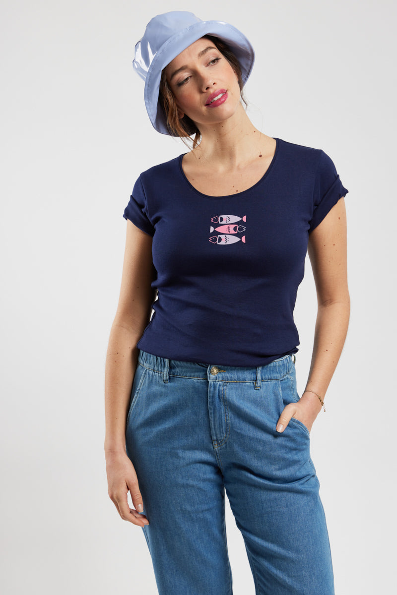 armor-lux-t-shirt-3-poissons-femme-coton-l-ger-col-rond image 3