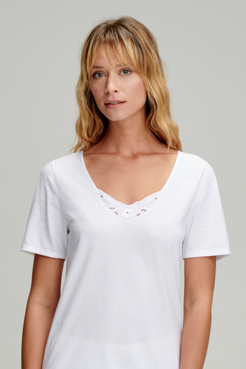 armor-lux-t-shirt-femme-dentelle-broderie-anglaise-coton-bio image 2