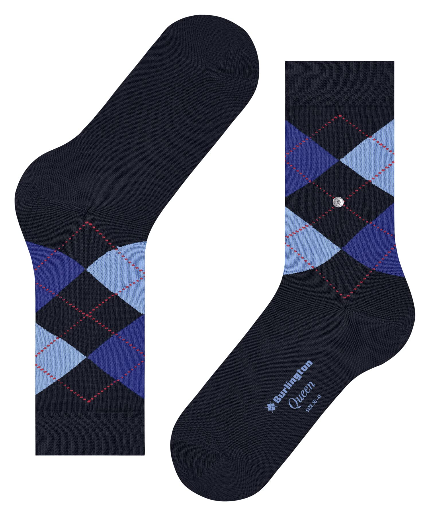 burlington-queen-chaussettes-femme-coton-losanges-bleu-marine-36-41 image 7