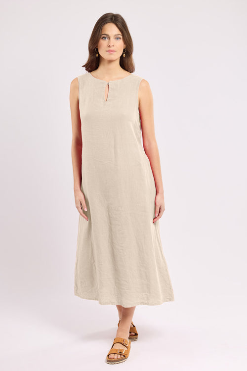 armor-lux-robe-longue-femme-lin-sans-manches-ceinture image 2