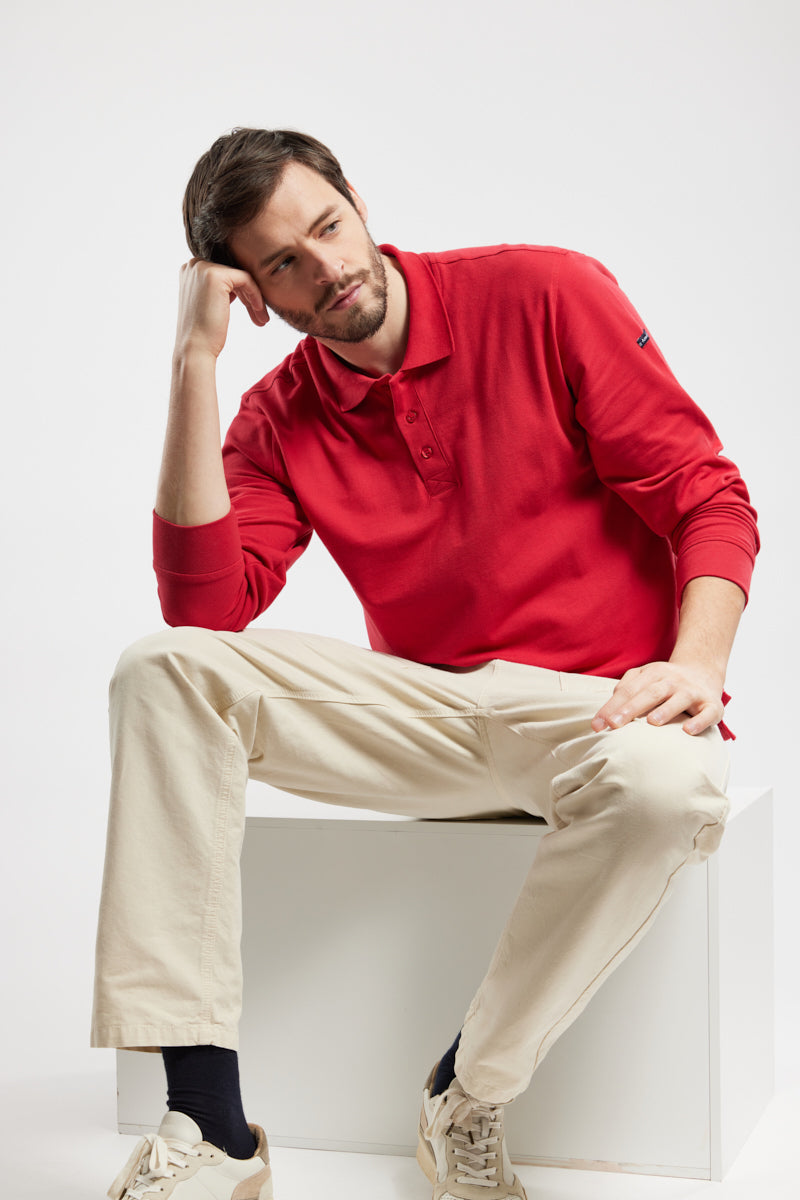 armor-lux-polo-hanvec-homme-manches-longues-maille-piqu-e-coton image 4