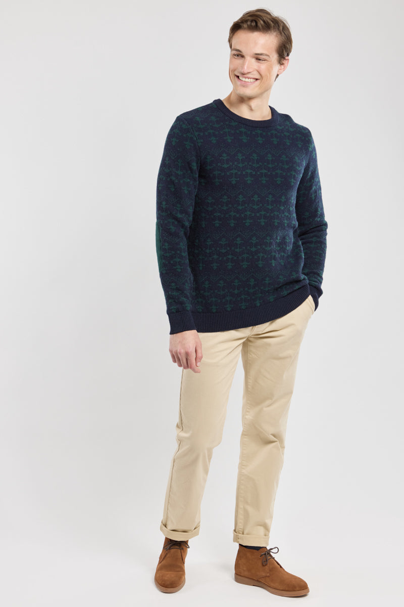 armor-lux-pull-jacquard-ancres-homme-laine-80-coudi-res image 4