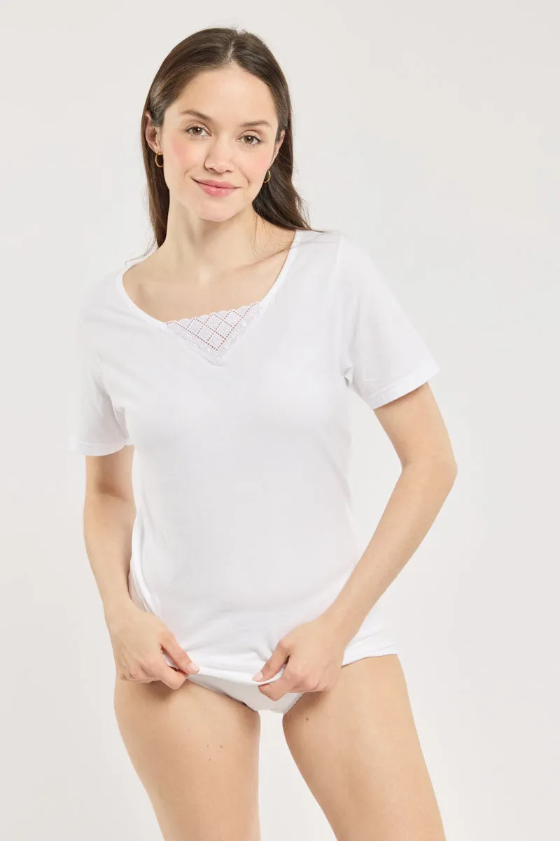 armor-lux-t-shirt-col-dentelle-femme-coton-peign image 1