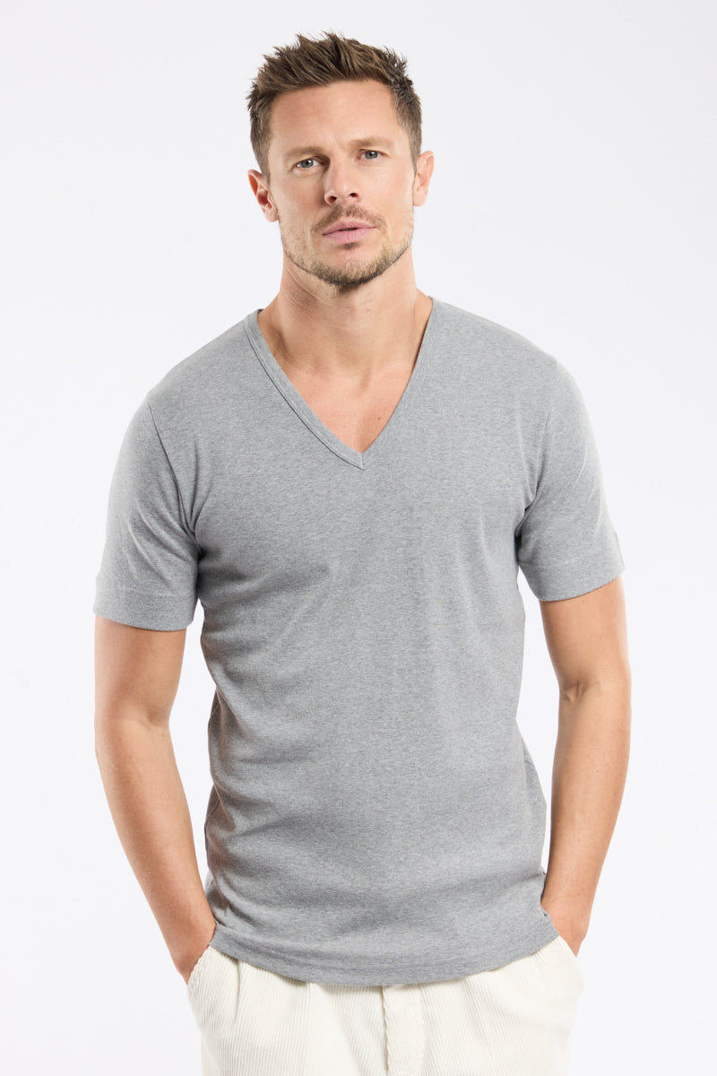 armor-lux-t-shirt-col-v-coton-pais-peign-homme image 2