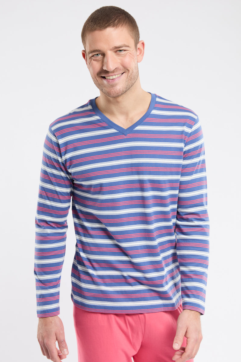 armor-lux-pyjama-droit-homme-coton-ray image 2