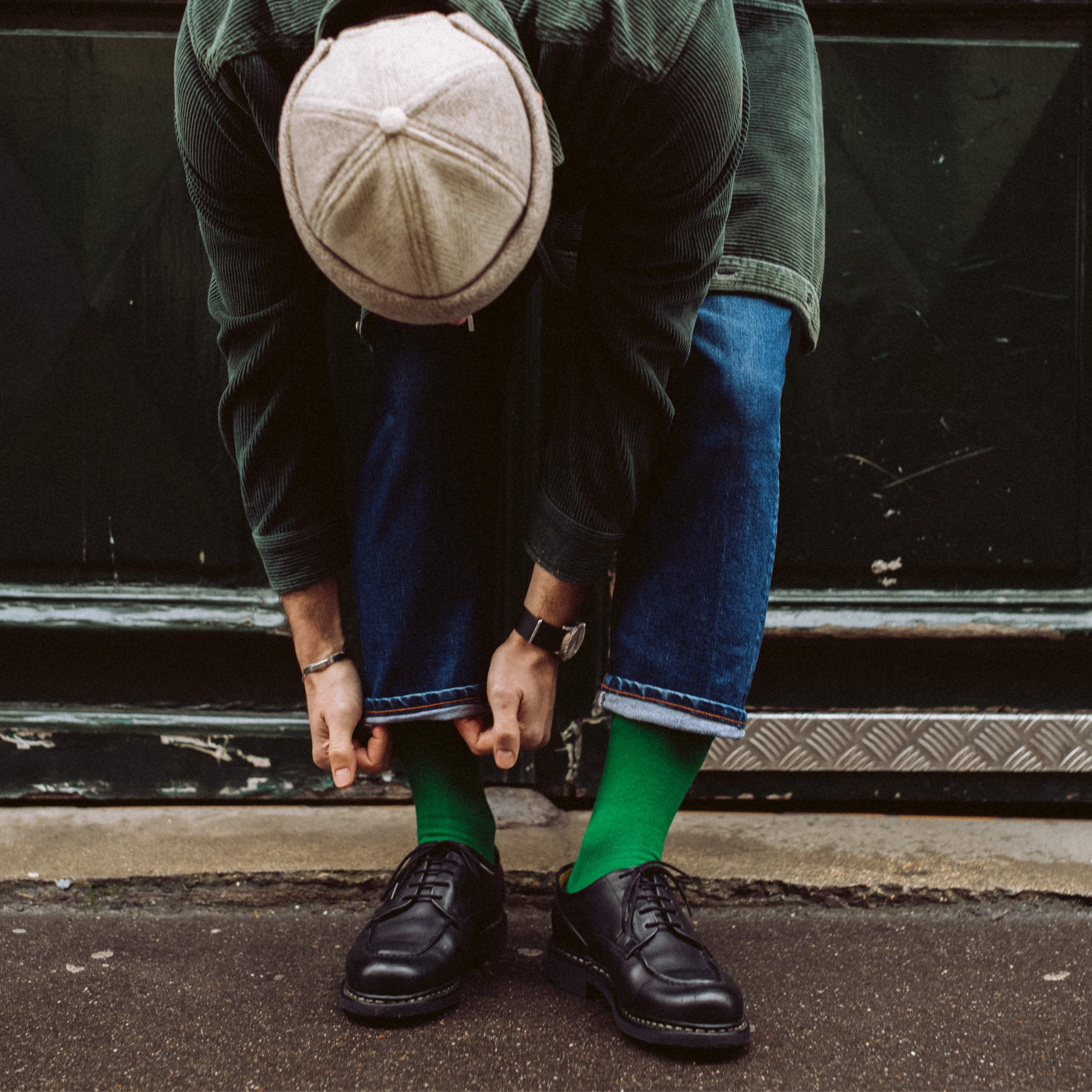 archiduchesse-vert-anglais-chaussettes-de-ville-coton-vert-mi-haute image 6