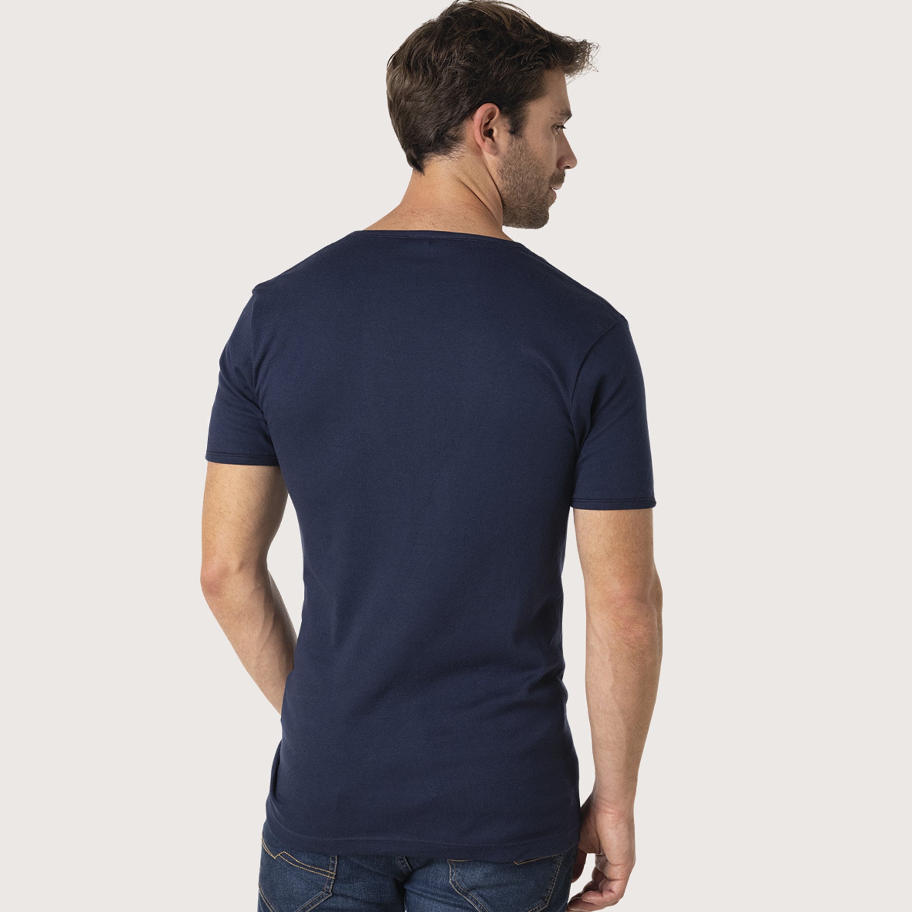 eminence-tee-shirt-col-v-homme-pur-coton-premium-marine image 3