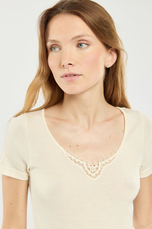armor-lux-t-shirt-col-dentelle-laine-et-soie-femme-3 image 3