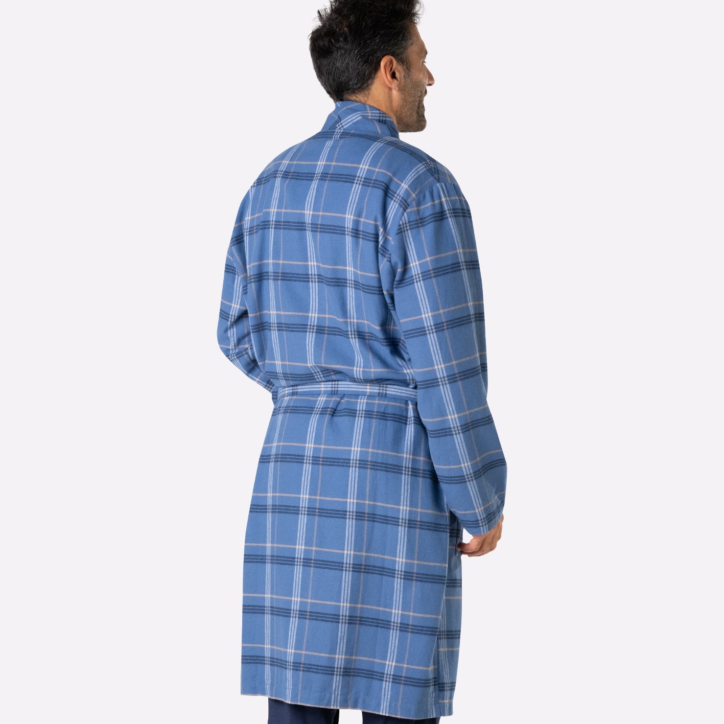 eminence-robe-de-chambre-homme-flanelle-carreaux-bleu-beige-blanc image 4