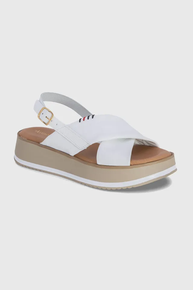 armor-lux-sandales-compens-es-plage-cuir-blanc image 1